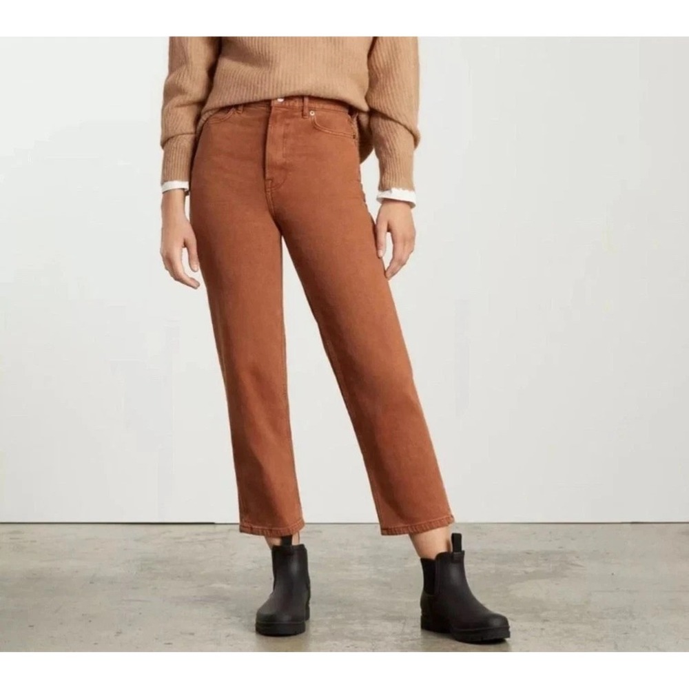 Everlane The Way High Jean Straight Rust 100% Organic Cotton Women's Size 33T